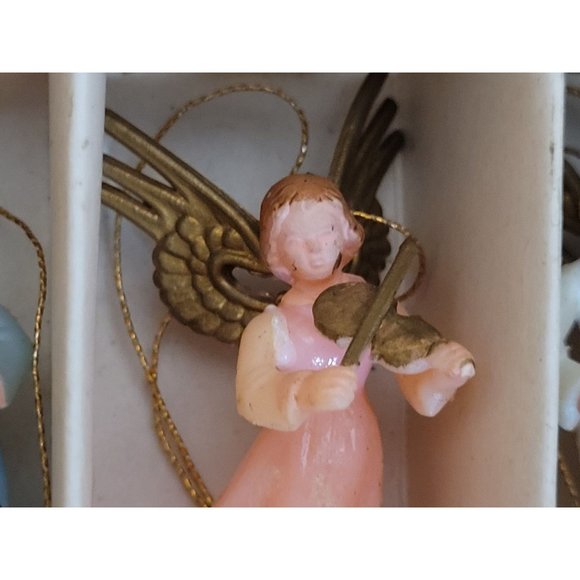 Santa Creation Six Angel Musicians 2 Inches Plastic Ornaments Figures Hong Kong - Picture 10 of 13